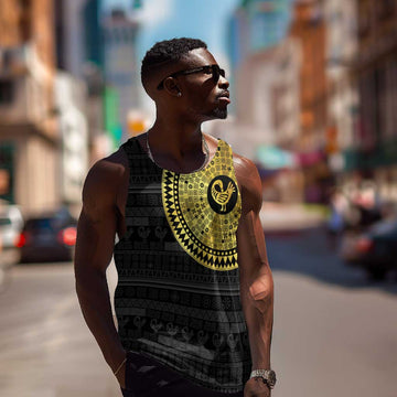 African Adinkra Men Tank Top Sankofa Bird - Gold Version - Chest Arm Tattoo LT15