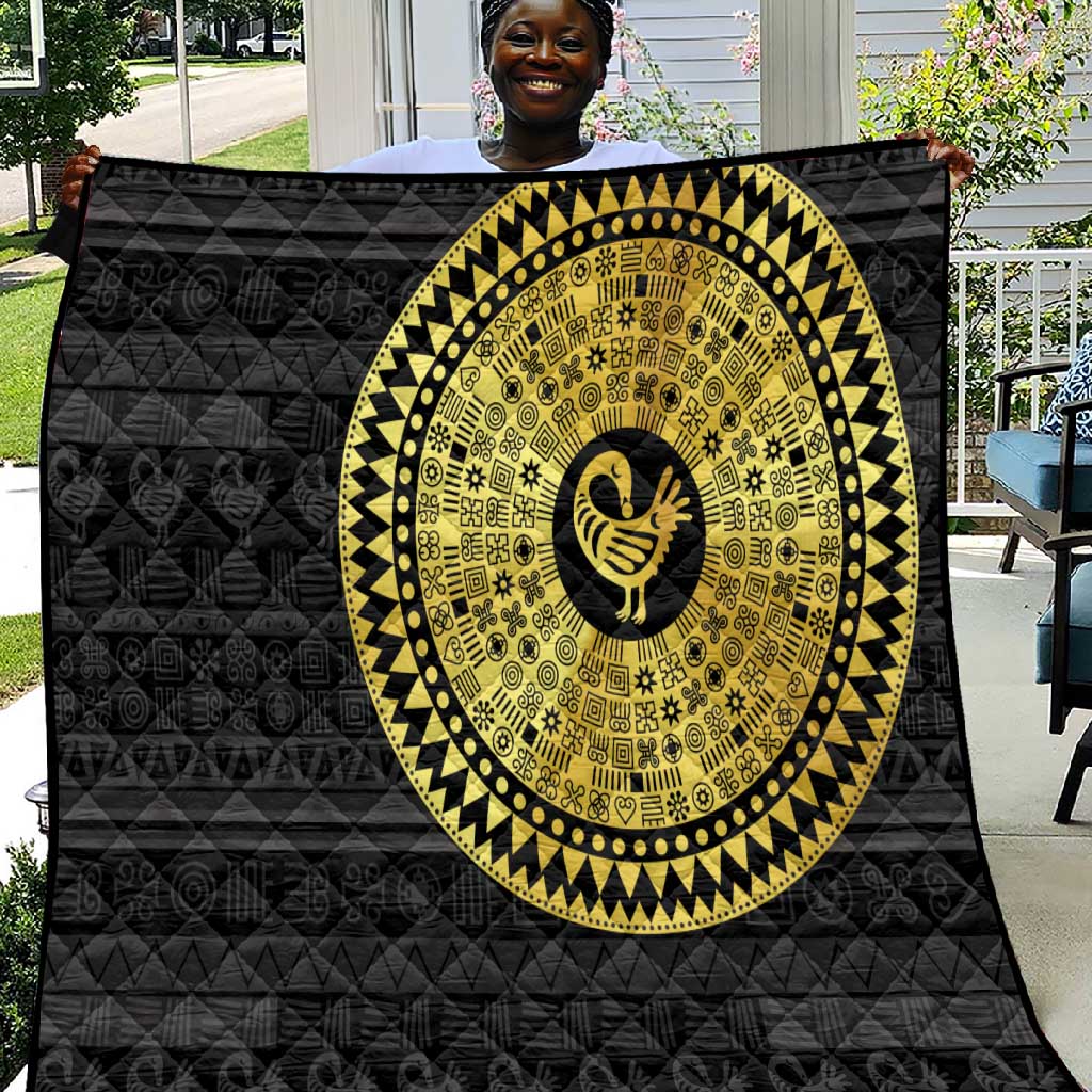 African Adinkra Quilt Sankofa Bird - Gold Version - Chest Arm Tattoo LT15