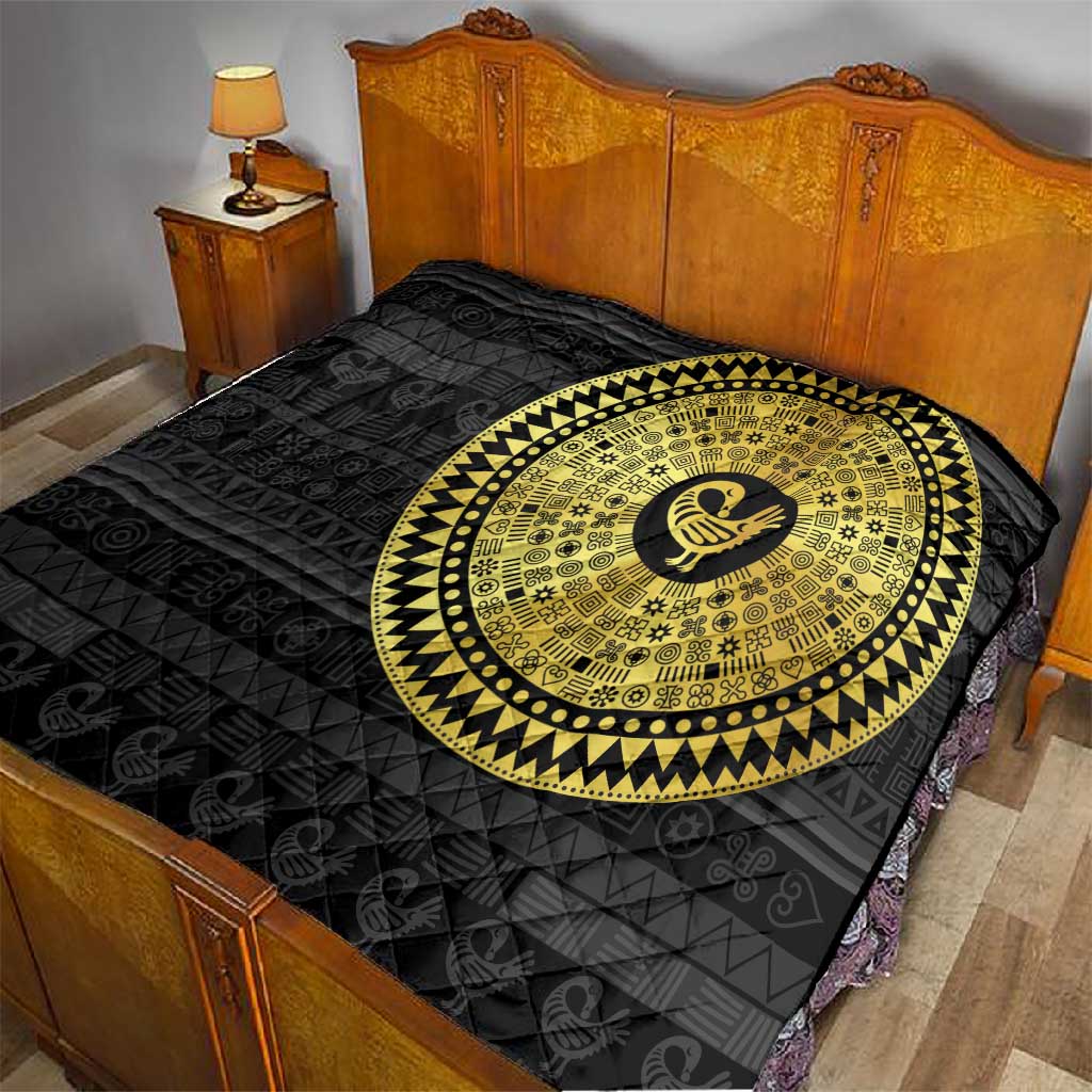 African Adinkra Quilt Sankofa Bird - Gold Version - Chest Arm Tattoo LT15