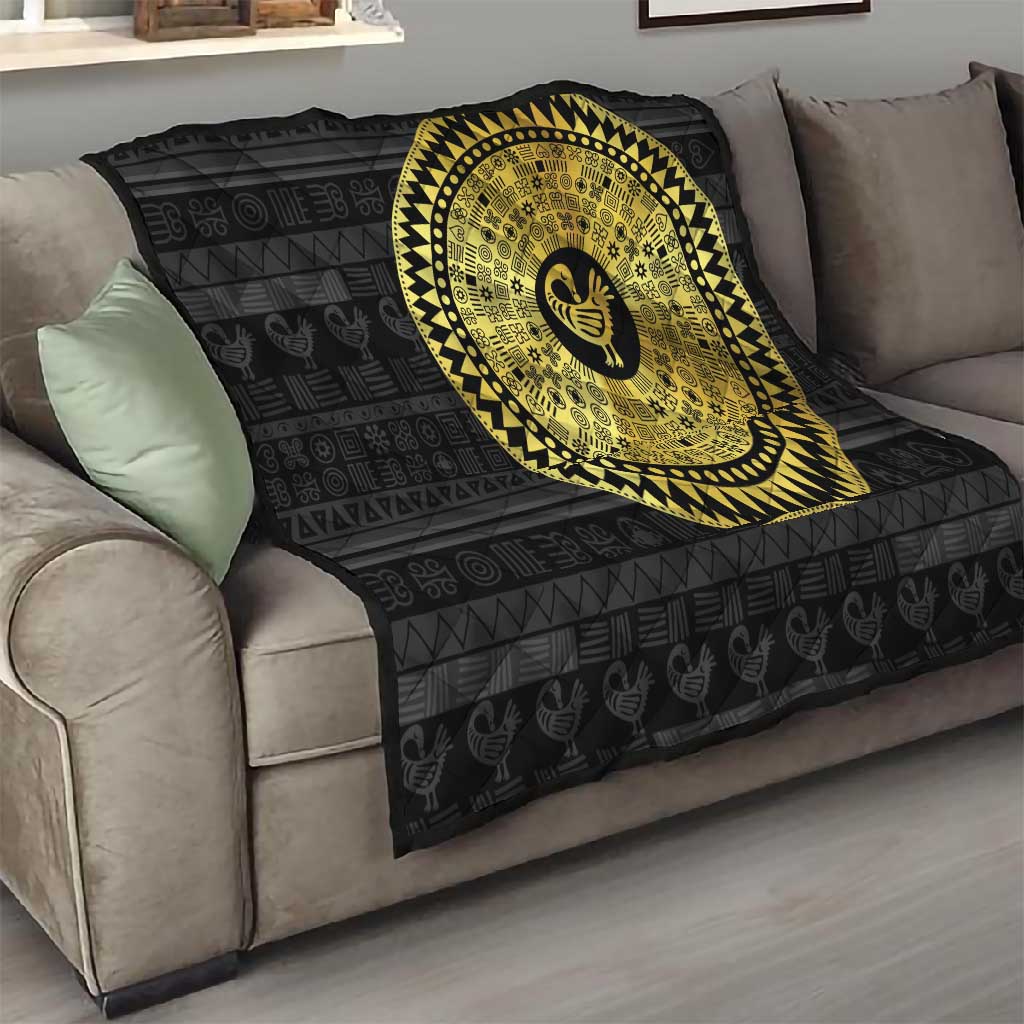 African Adinkra Quilt Sankofa Bird - Gold Version - Chest Arm Tattoo LT15