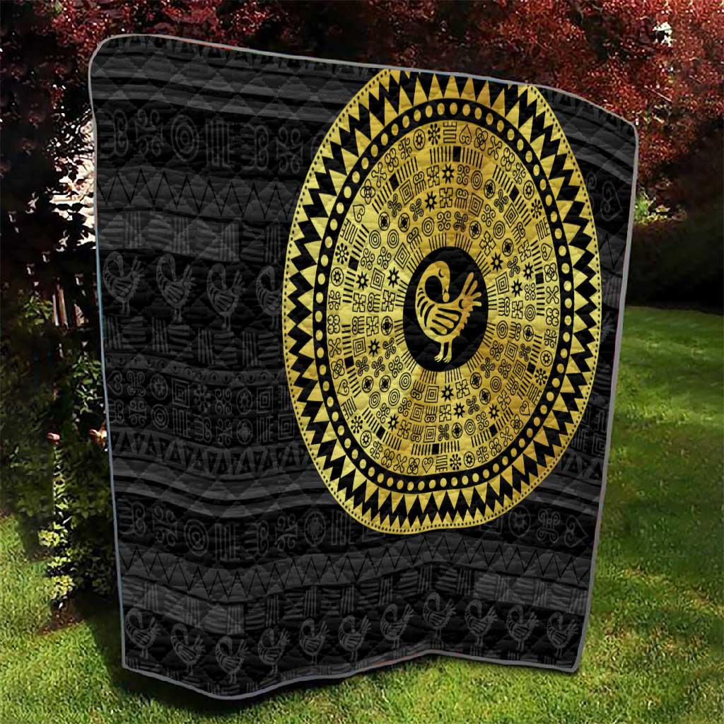 African Adinkra Quilt Sankofa Bird - Gold Version - Chest Arm Tattoo LT15