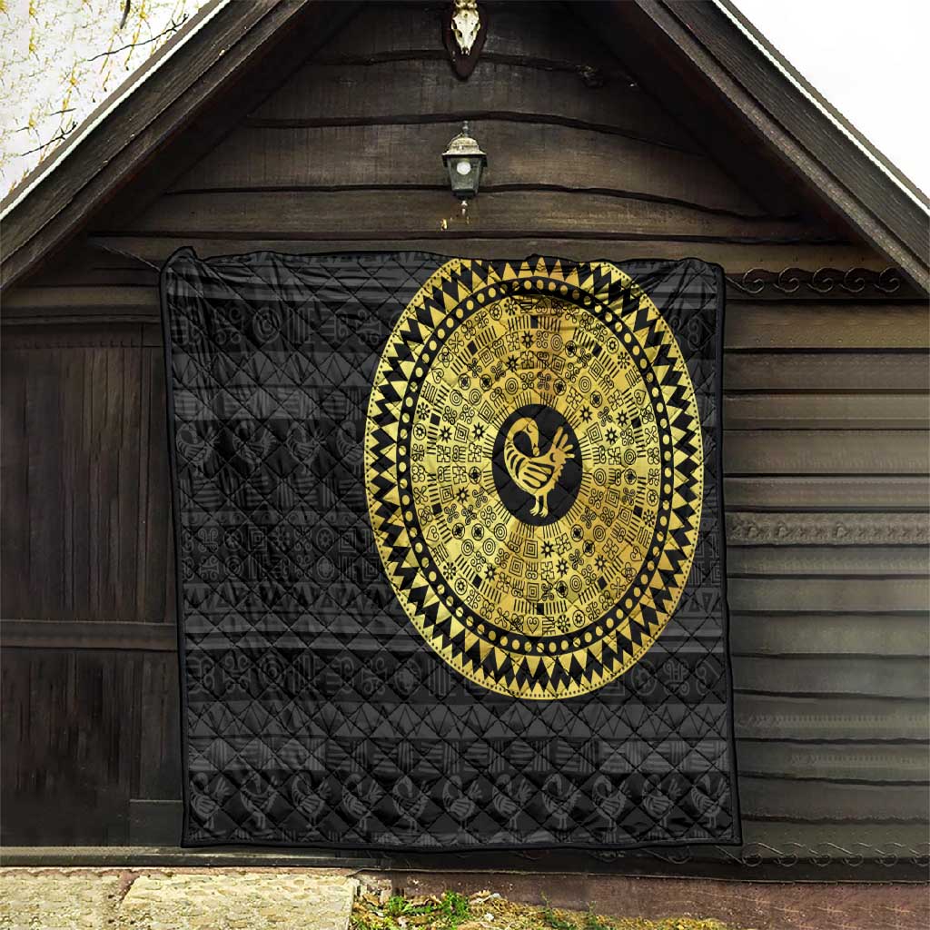 African Adinkra Quilt Sankofa Bird - Gold Version - Chest Arm Tattoo LT15