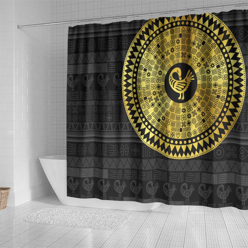 Sankofa Bird Shower Curtain Adinkra Symbols - Gold Version LT15