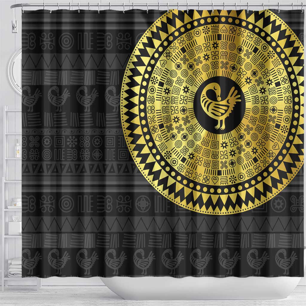 Sankofa Bird Shower Curtain Adinkra Symbols - Gold Version LT15