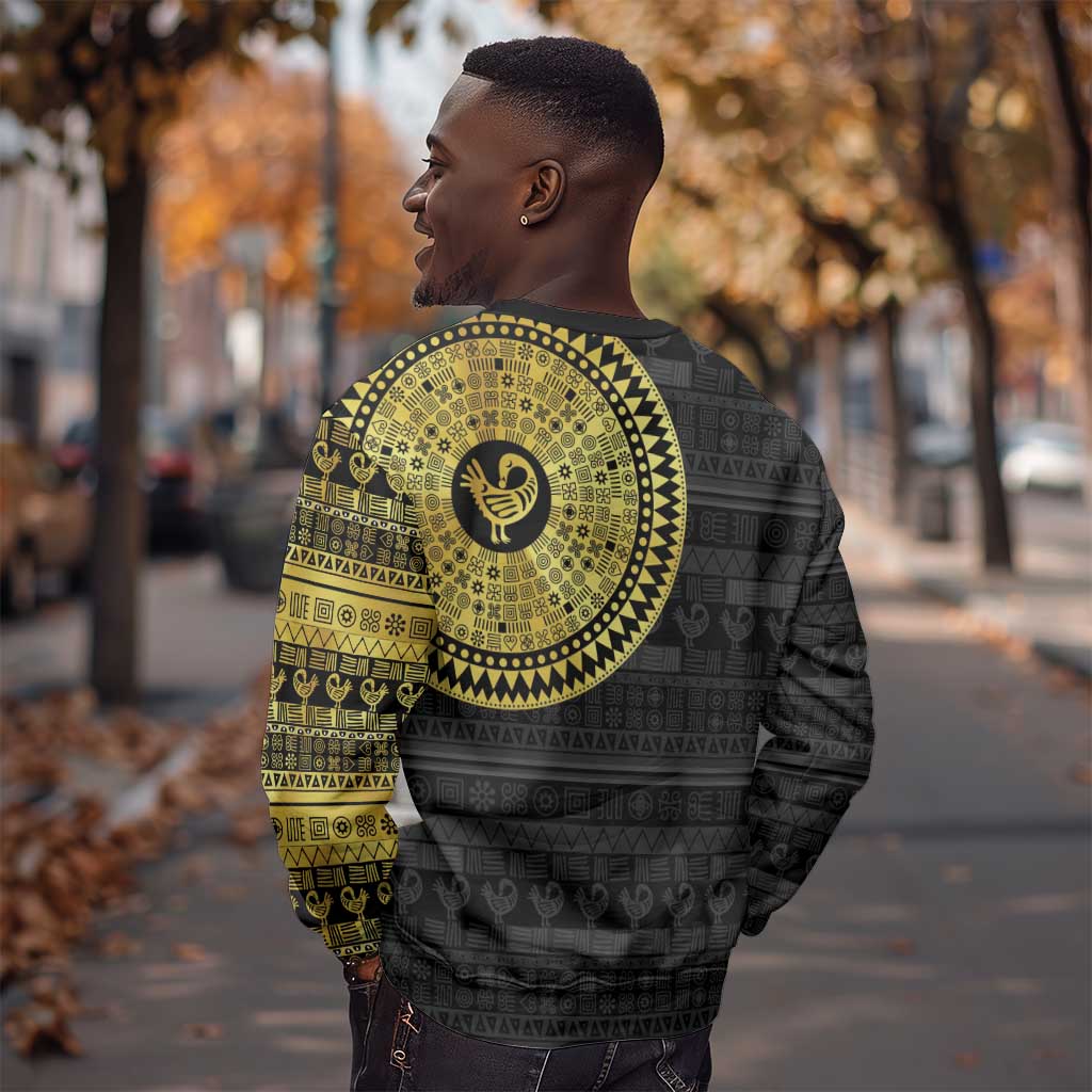 African Adinkra Sweatshirt Sankofa Bird - Gold Version - Chest Arm Tattoo LT15