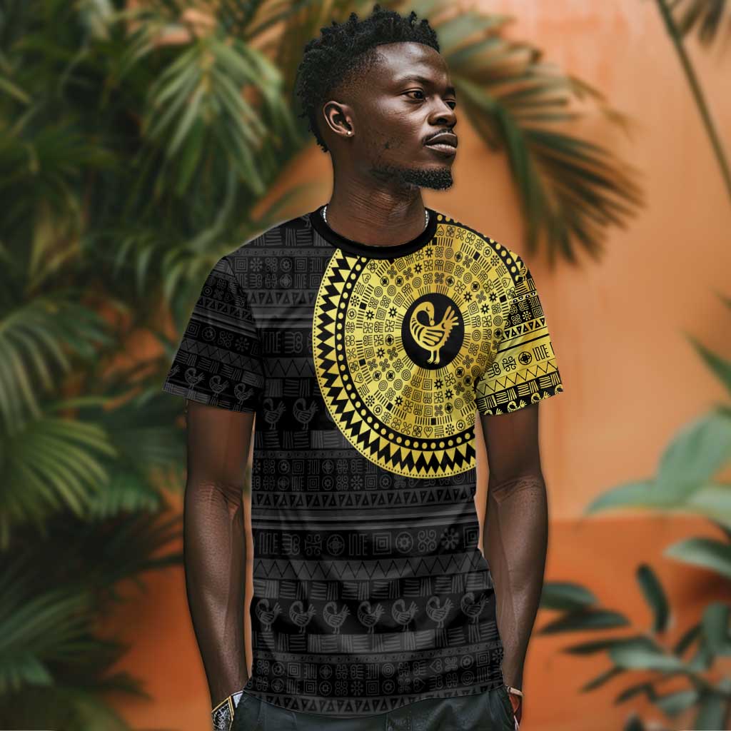 African Adinkra T shirt Sankofa Bird - Gold Version - Chest Arm Tattoo LT15