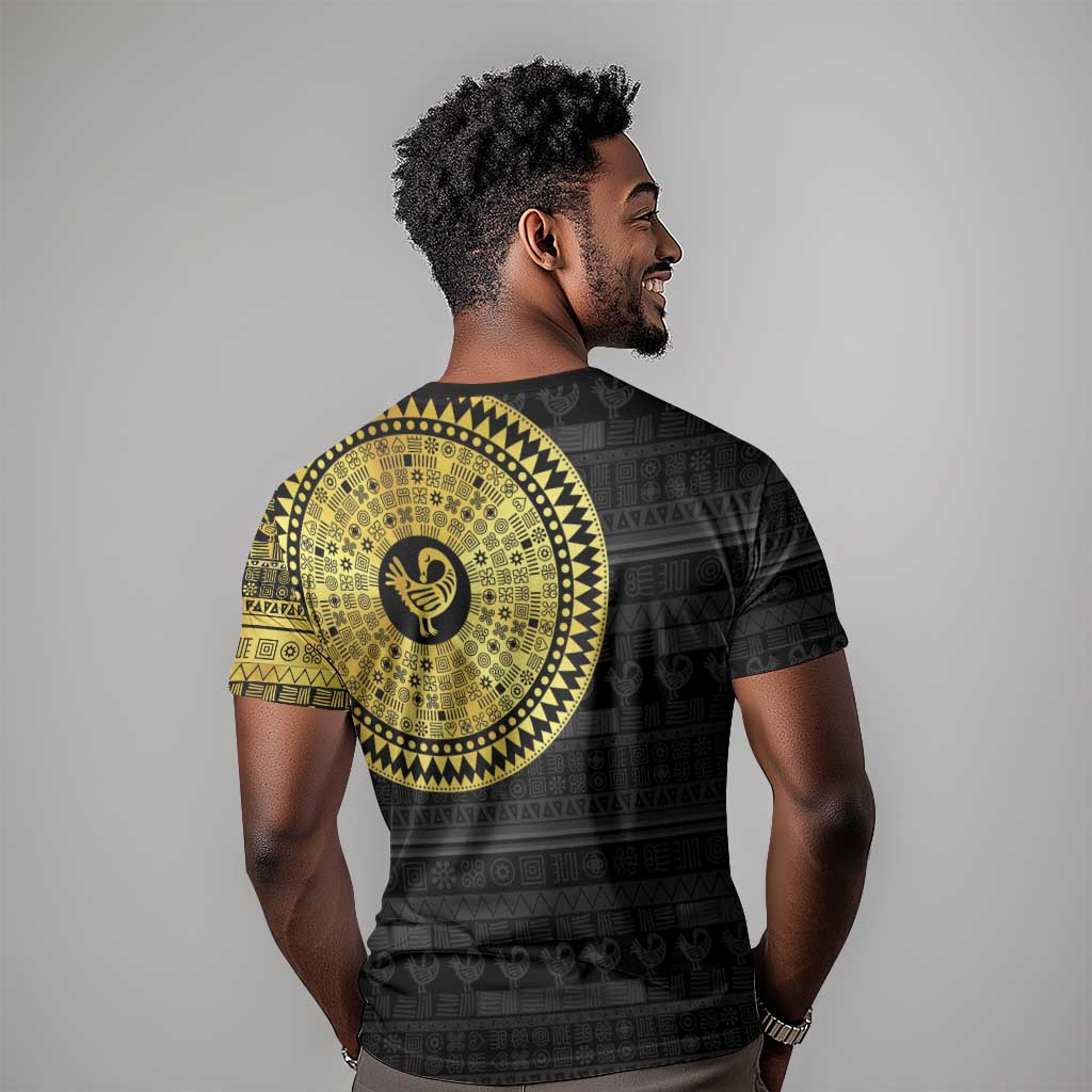 African Adinkra T shirt Sankofa Bird - Gold Version - Chest Arm Tattoo LT15