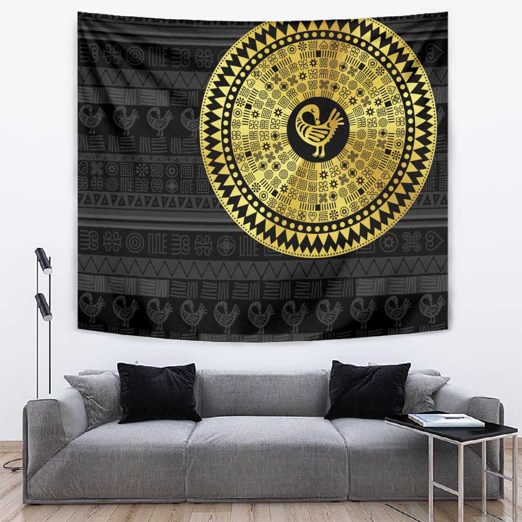 African Adinkra Tapestry Sankofa Bird - Gold Version - Chest Arm Tattoo LT15