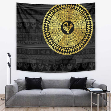 African Adinkra Tapestry Sankofa Bird - Gold Version - Chest Arm Tattoo LT15