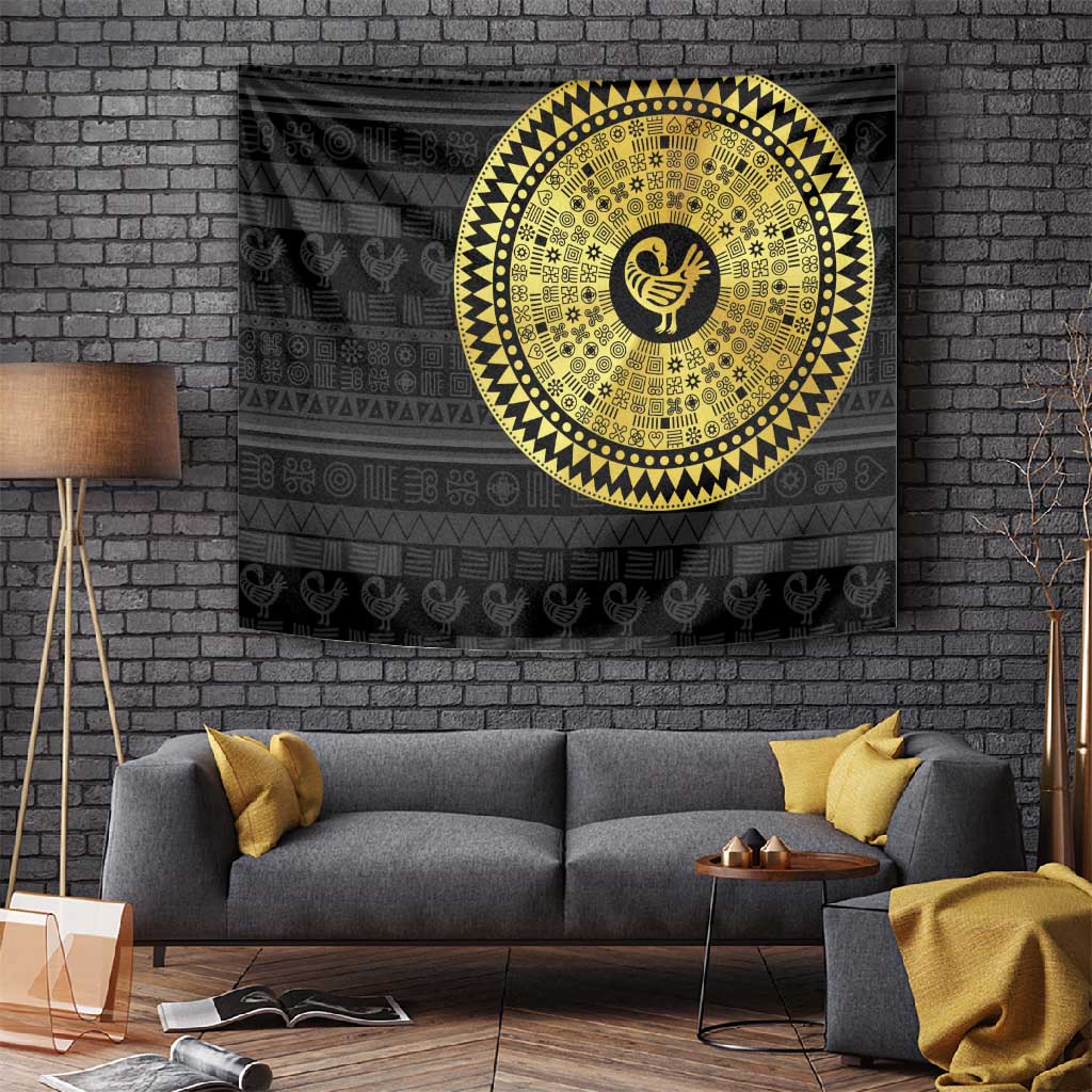 African Adinkra Tapestry Sankofa Bird - Gold Version - Chest Arm Tattoo LT15