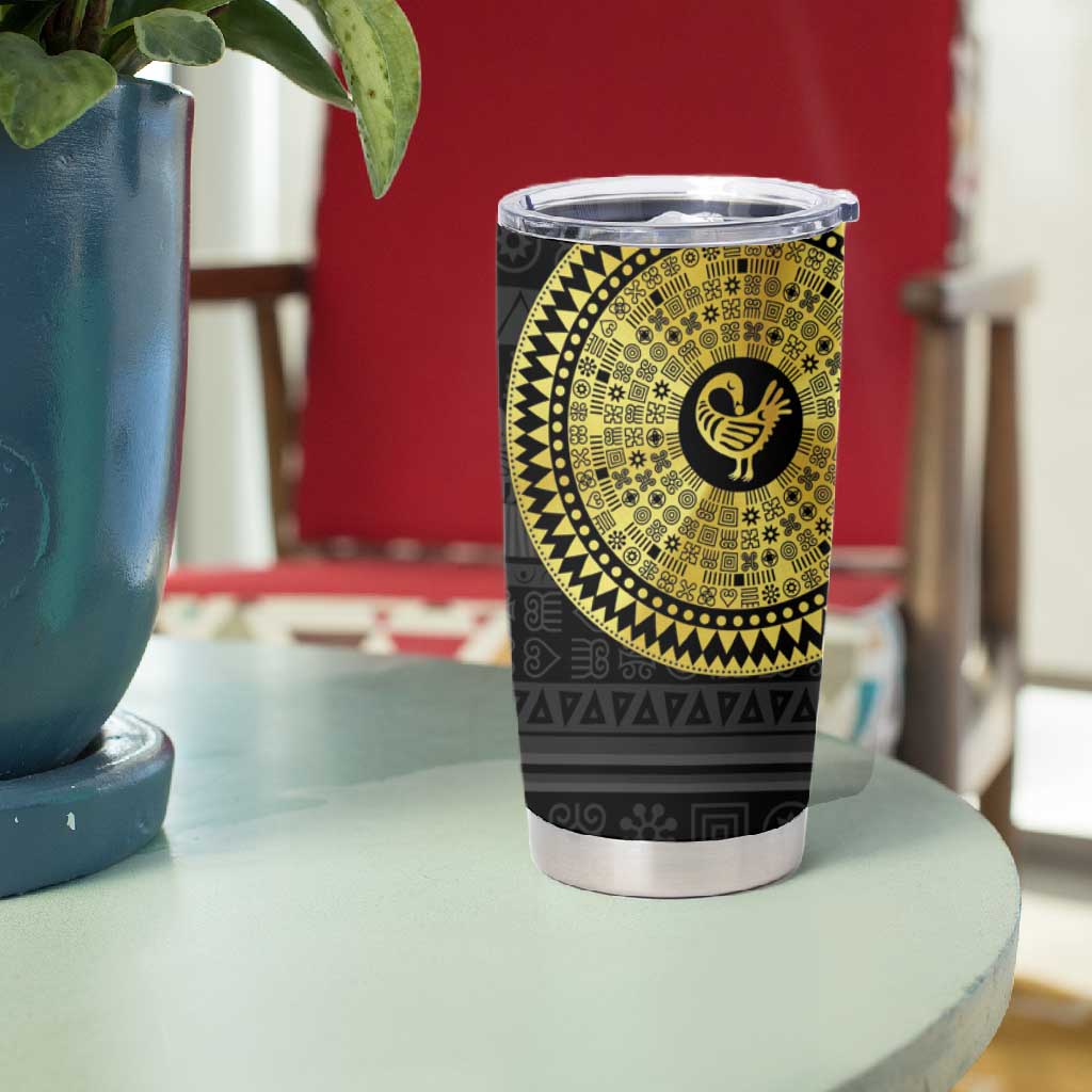 African Adinkra Tumbler Cup Sankofa Bird - Gold Version - Chest Arm Tattoo LT15
