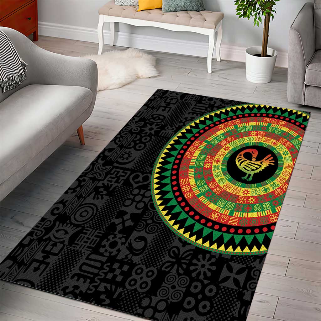 African Sankofa Bird Area Rug Adinkra Symbols - Chest Arm Tattoo LT15