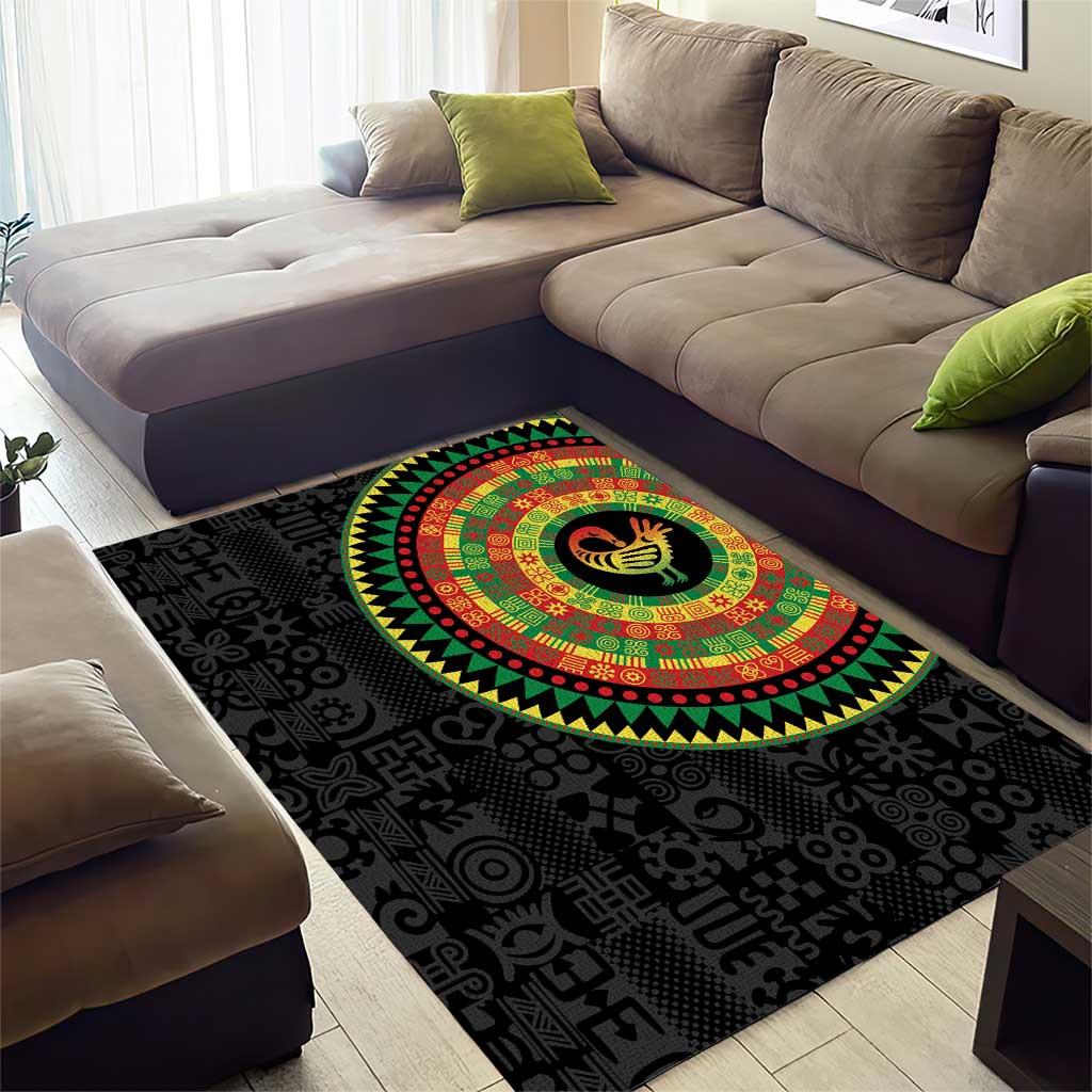African Sankofa Bird Area Rug Adinkra Symbols - Chest Arm Tattoo LT15