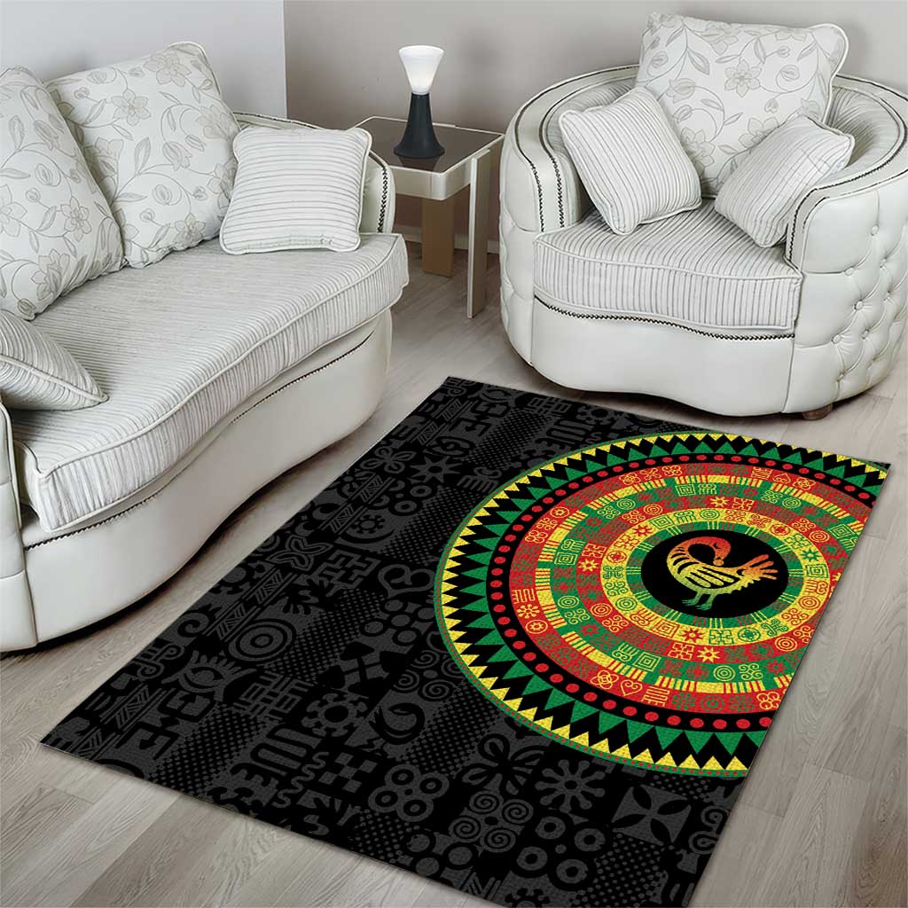 African Sankofa Bird Area Rug Adinkra Symbols - Chest Arm Tattoo LT15
