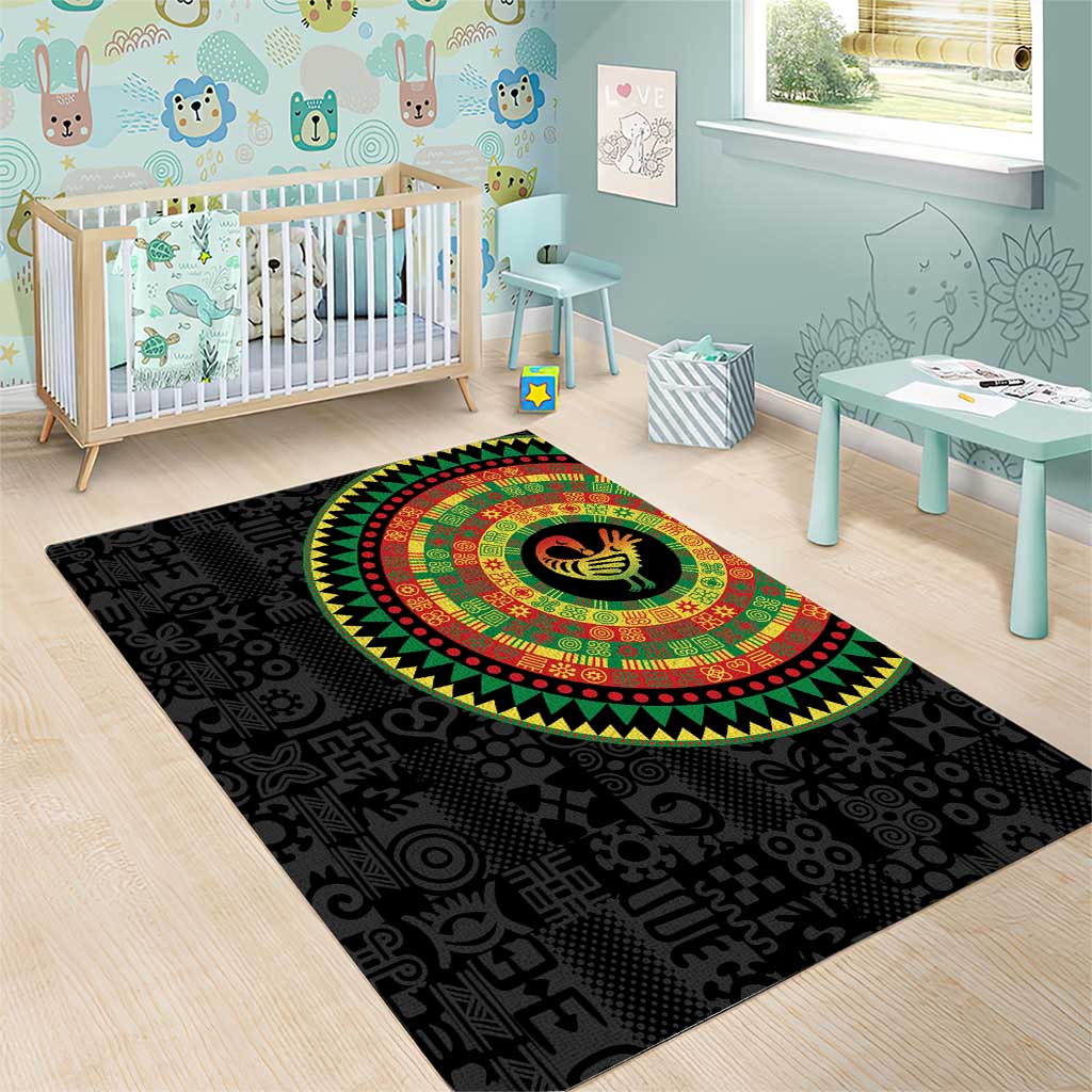 African Sankofa Bird Area Rug Adinkra Symbols - Chest Arm Tattoo LT15