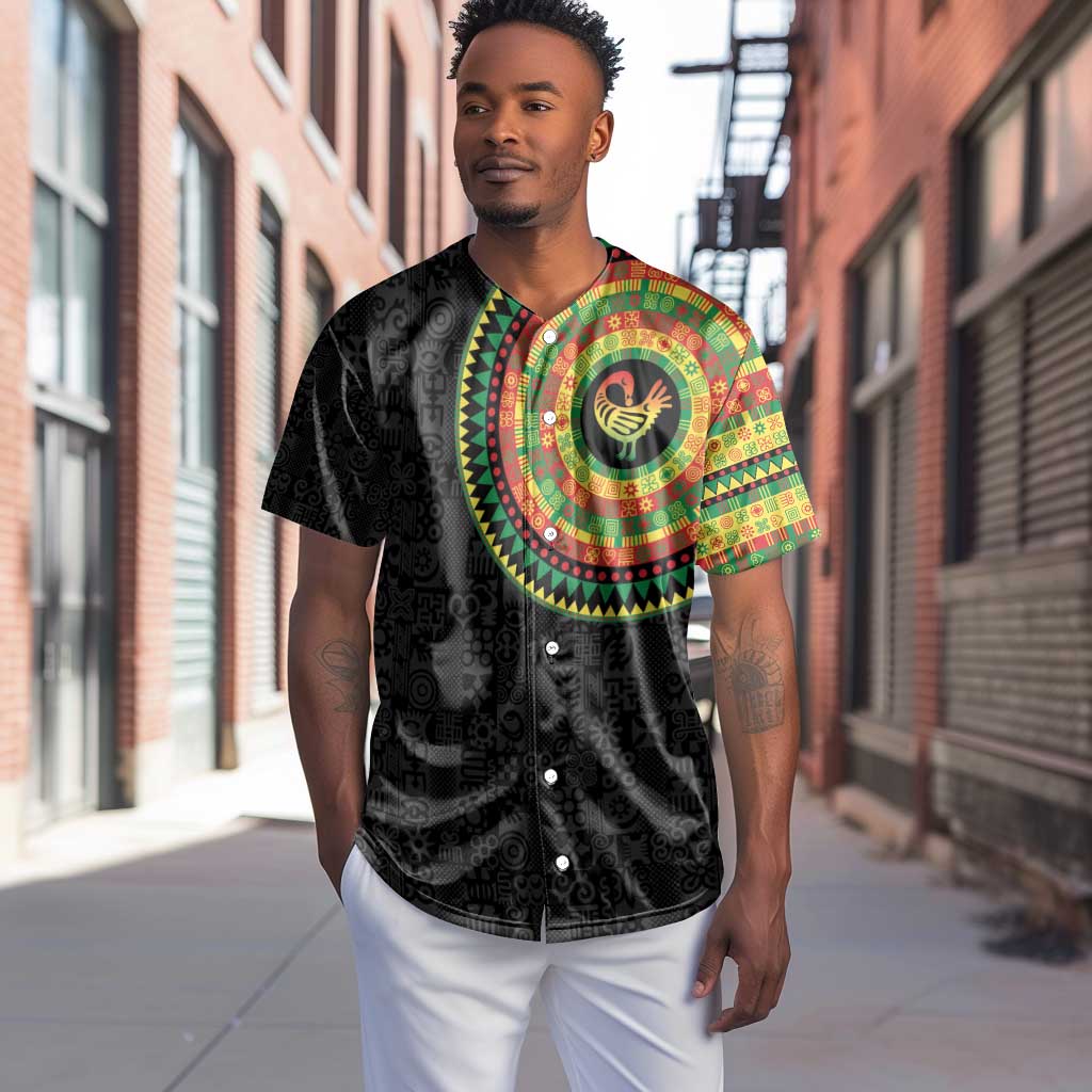 African Sankofa Bird Baseball Jersey Adinkra Symbols - Chest Arm Tattoo LT15
