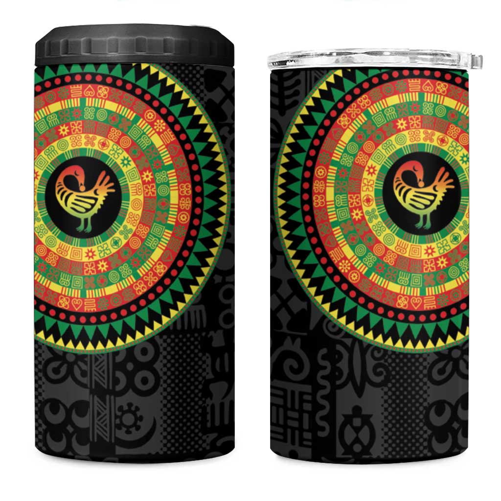 African Sankofa Bird 4 in 1 Can Cooler Tumbler Adinkra Symbols - Chest Arm Tattoo LT15