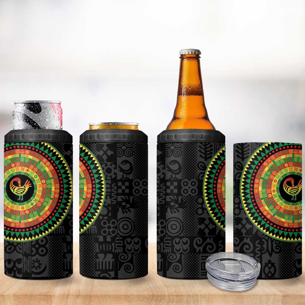 African Sankofa Bird 4 in 1 Can Cooler Tumbler Adinkra Symbols - Chest Arm Tattoo LT15