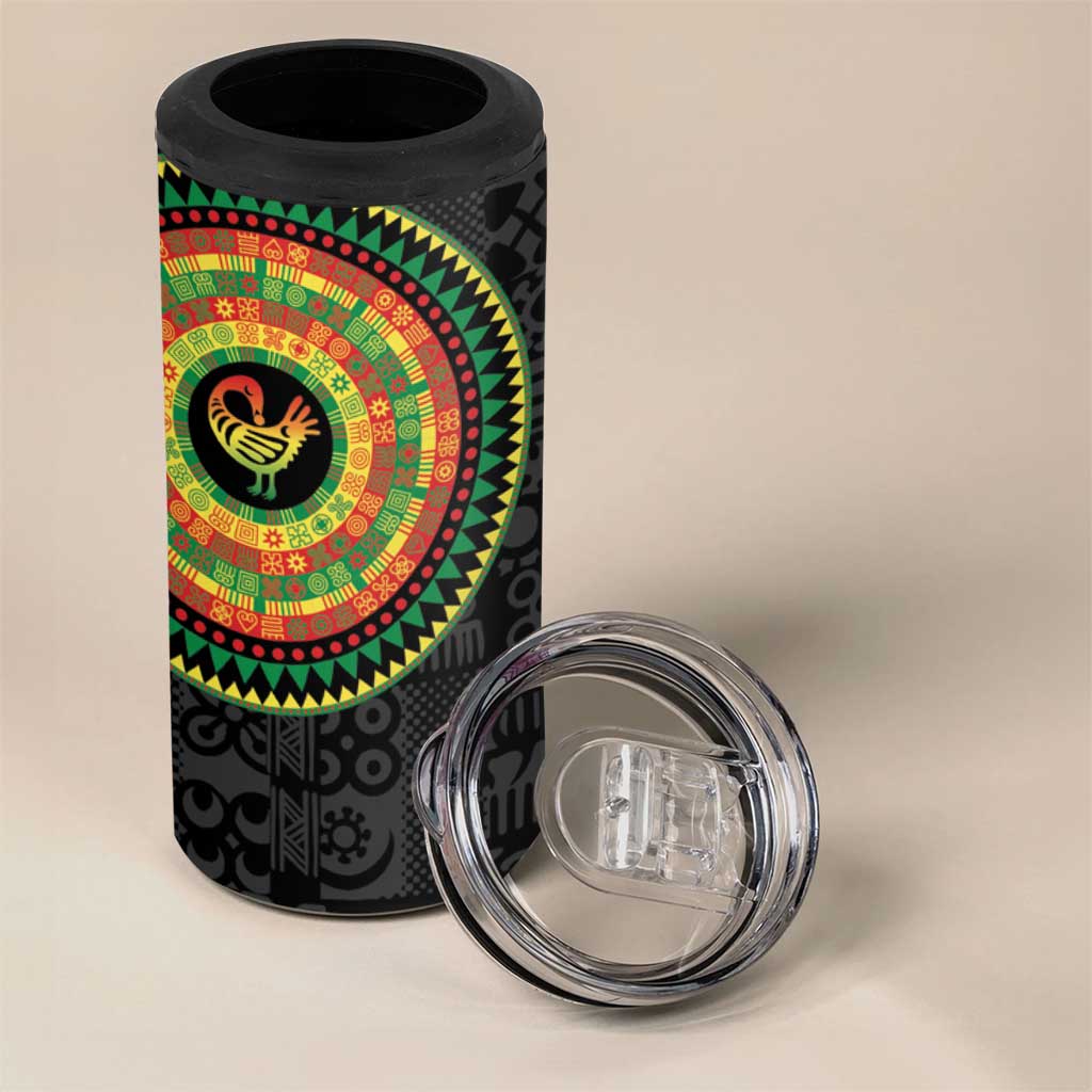 African Sankofa Bird 4 in 1 Can Cooler Tumbler Adinkra Symbols - Chest Arm Tattoo LT15