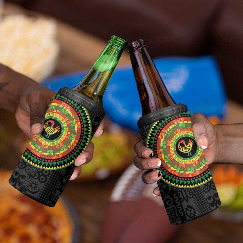 African Sankofa Bird 4 in 1 Can Cooler Tumbler Adinkra Symbols - Chest Arm Tattoo LT15