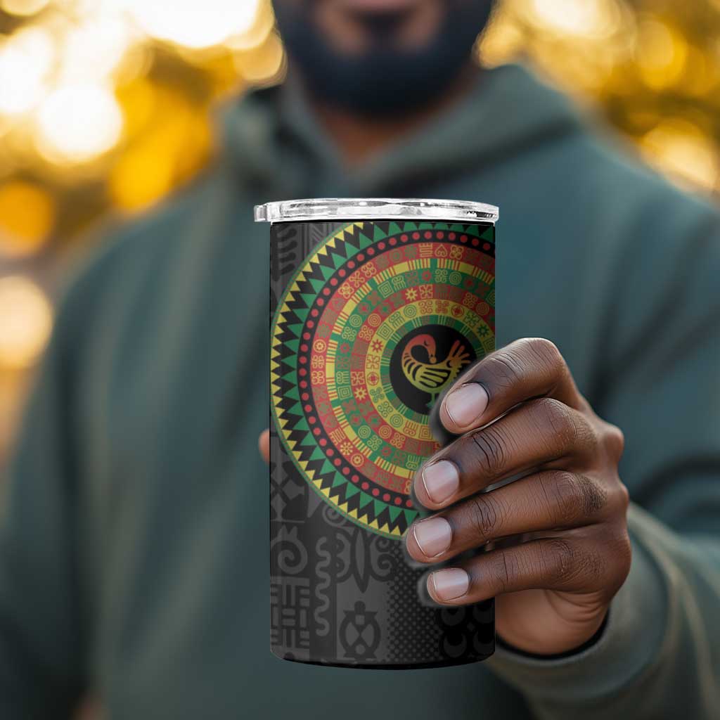 African Sankofa Bird 4 in 1 Can Cooler Tumbler Adinkra Symbols - Chest Arm Tattoo LT15