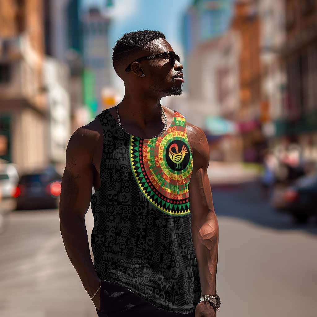 African Sankofa Bird Men Tank Top Adinkra Symbols - Chest Arm Tattoo LT15