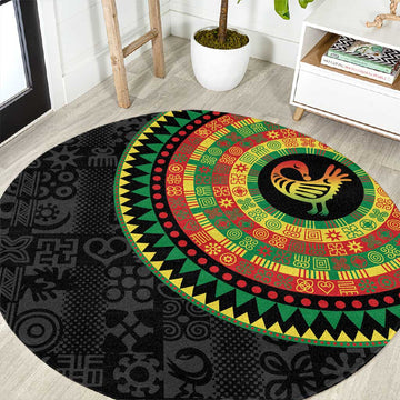 African Sankofa Bird Round Carpet Adinkra Symbols - Chest Arm Tattoo LT15