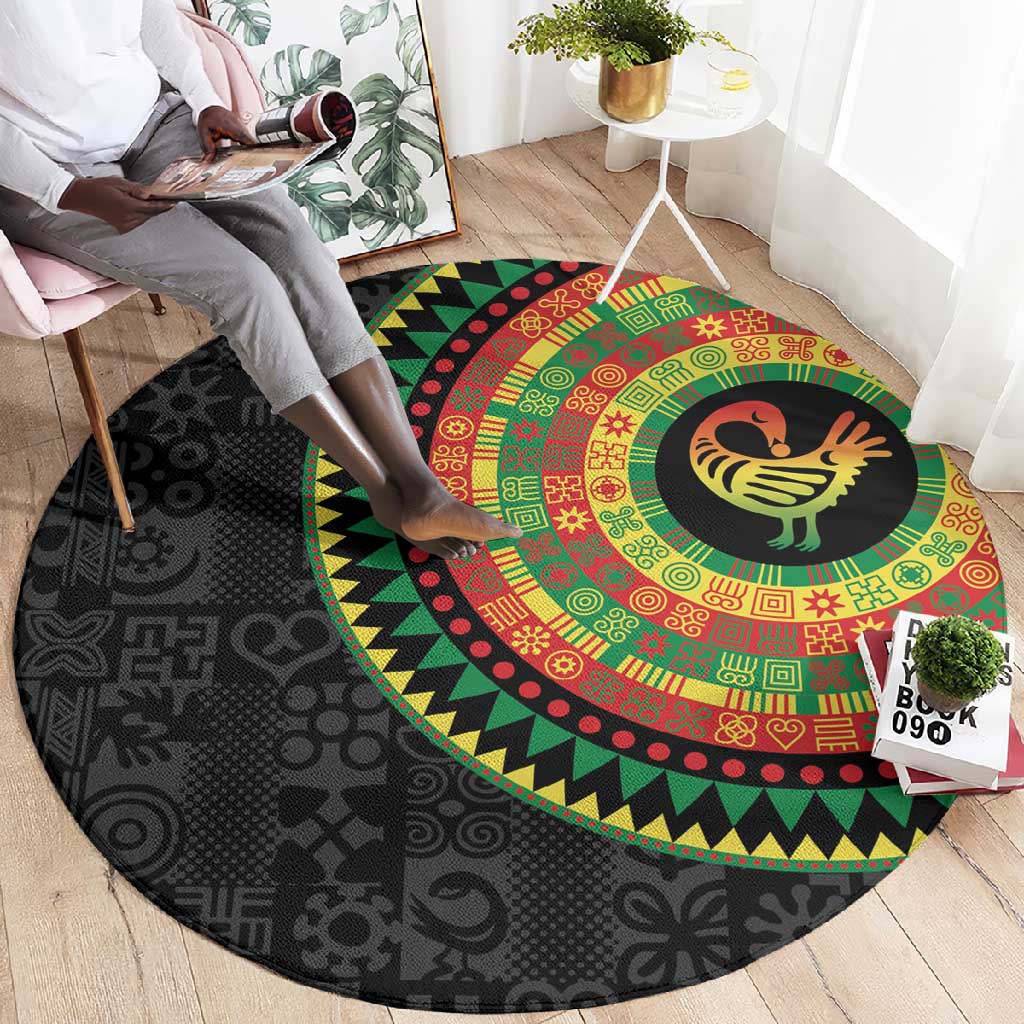 African Sankofa Bird Round Carpet Adinkra Symbols - Chest Arm Tattoo LT15