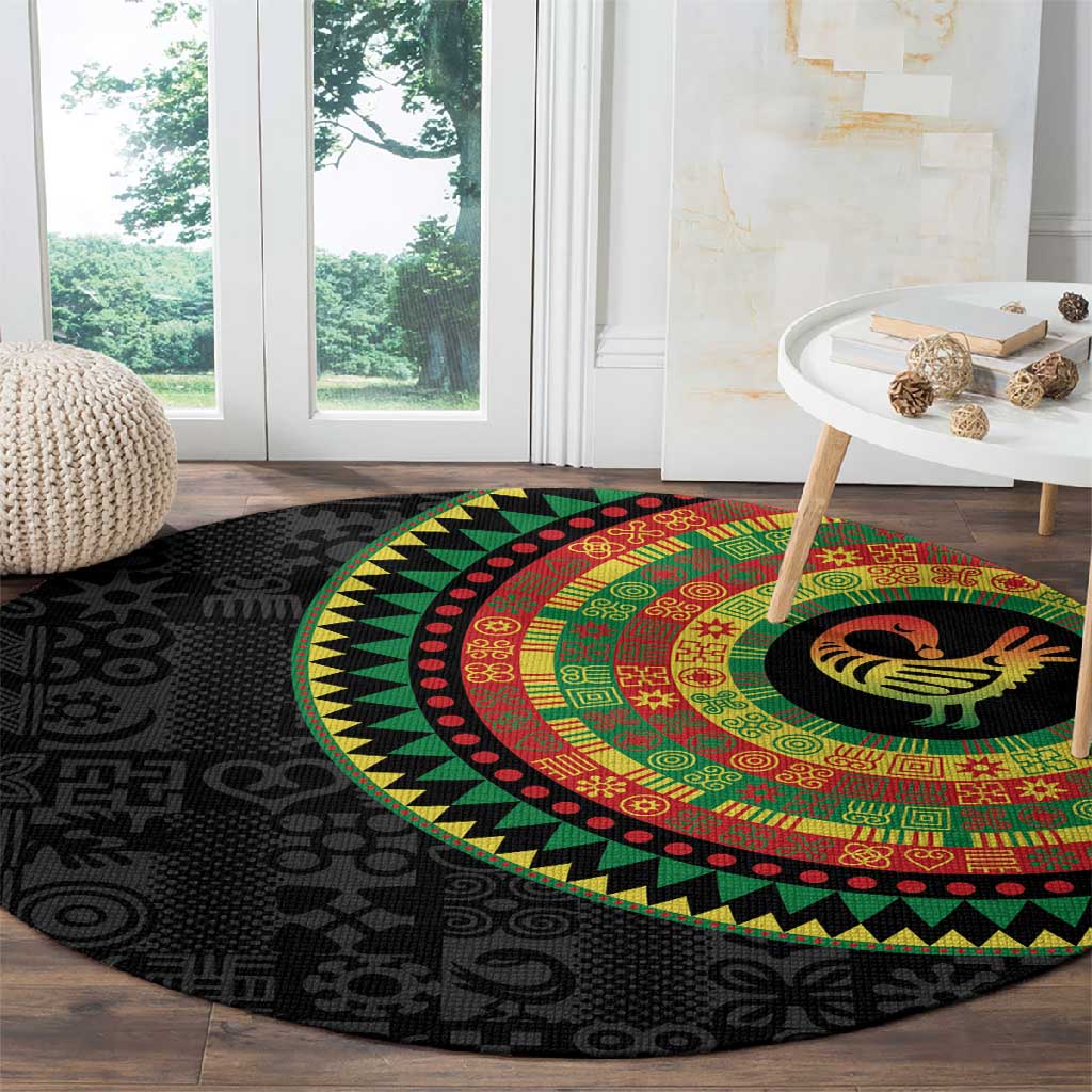 African Sankofa Bird Round Carpet Adinkra Symbols - Chest Arm Tattoo LT15