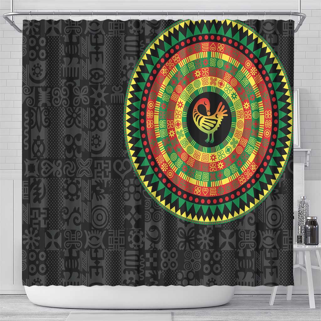Sankofa Bird Adinkra Symbols Shower Curtain African Culture LT15