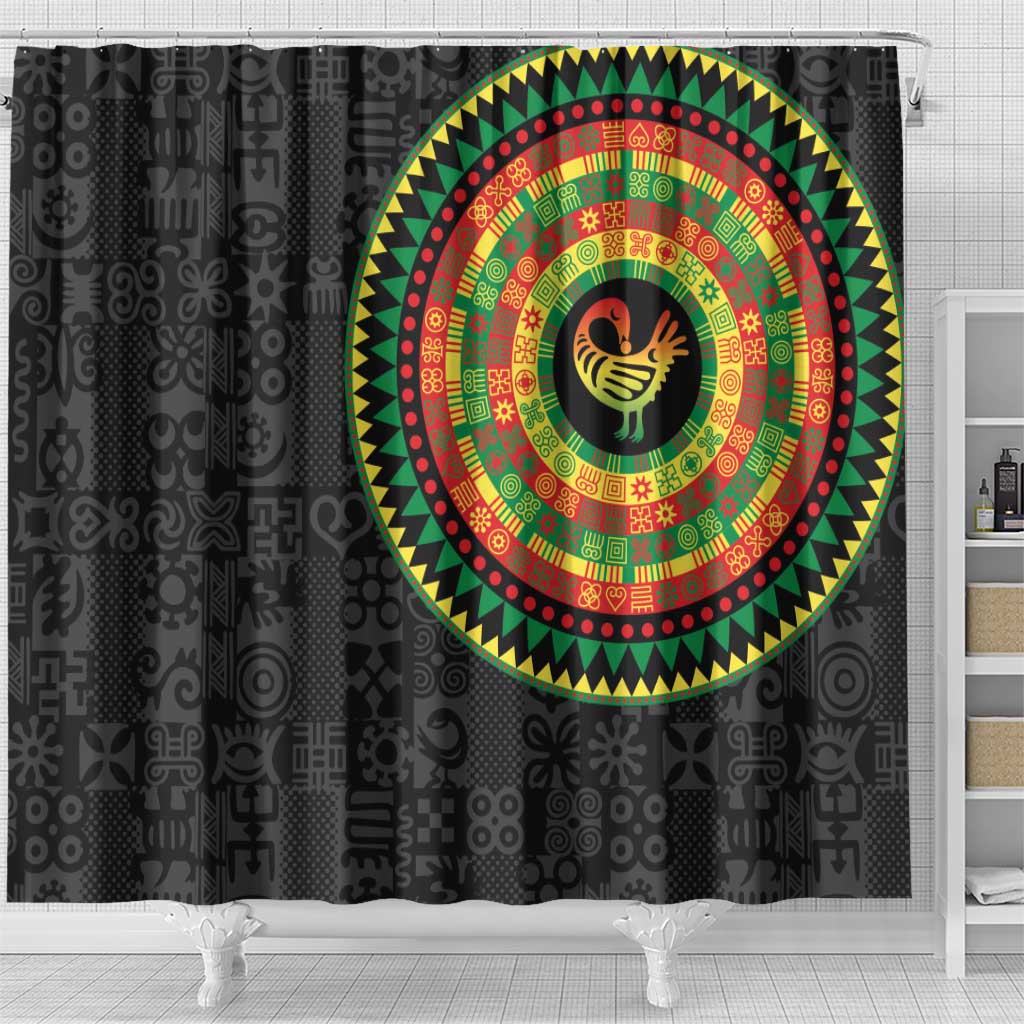 Sankofa Bird Adinkra Symbols Shower Curtain African Culture LT15