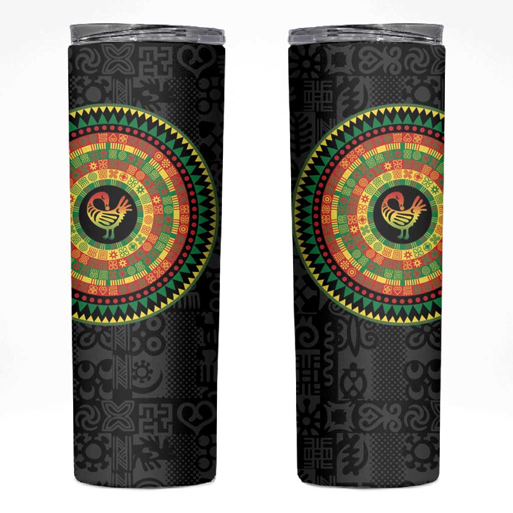 African Sankofa Bird Skinny Tumbler Adinkra Symbols - Chest Arm Tattoo LT15