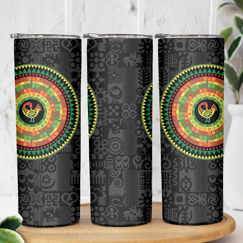 African Sankofa Bird Skinny Tumbler Adinkra Symbols - Chest Arm Tattoo LT15