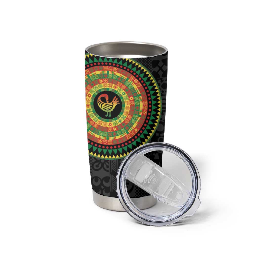 African Sankofa Bird Tumbler Cup Adinkra Symbols - Chest Arm Tattoo LT15