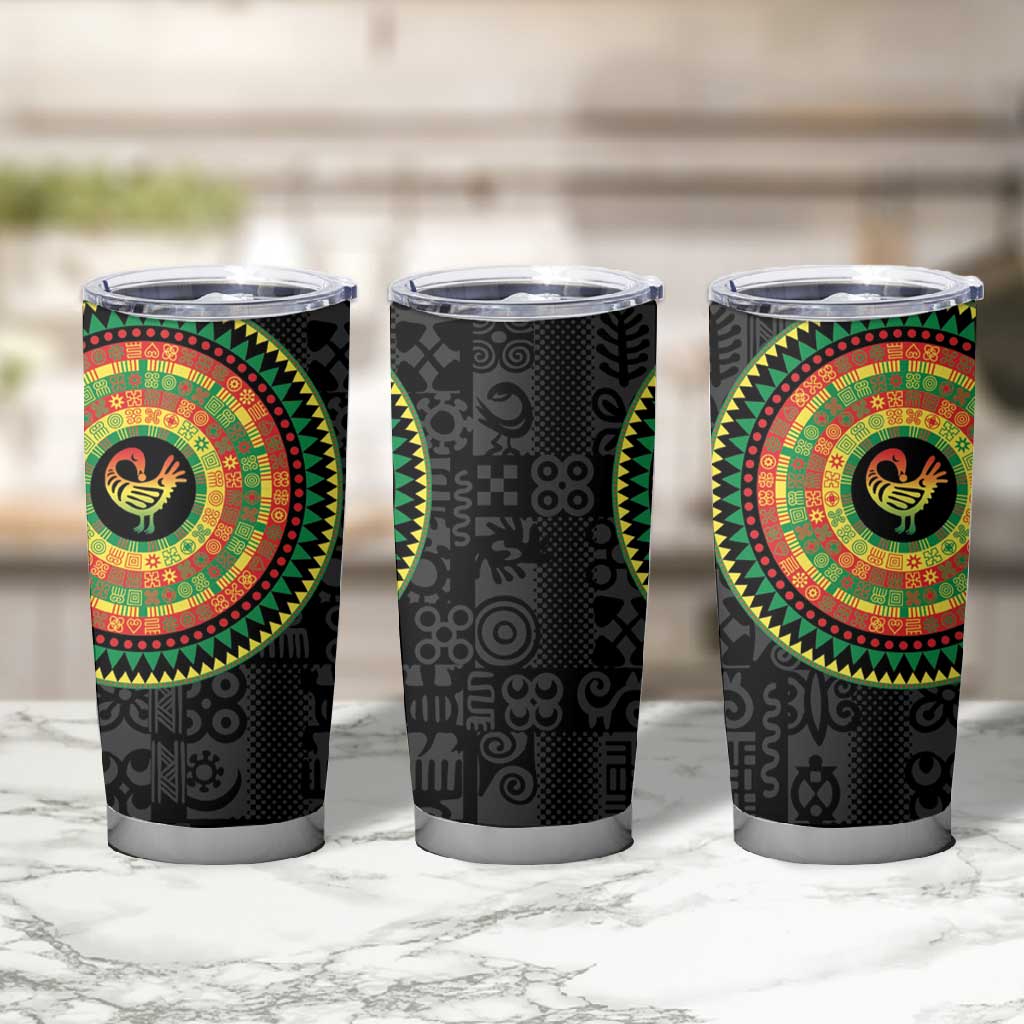 African Sankofa Bird Tumbler Cup Adinkra Symbols - Chest Arm Tattoo LT15