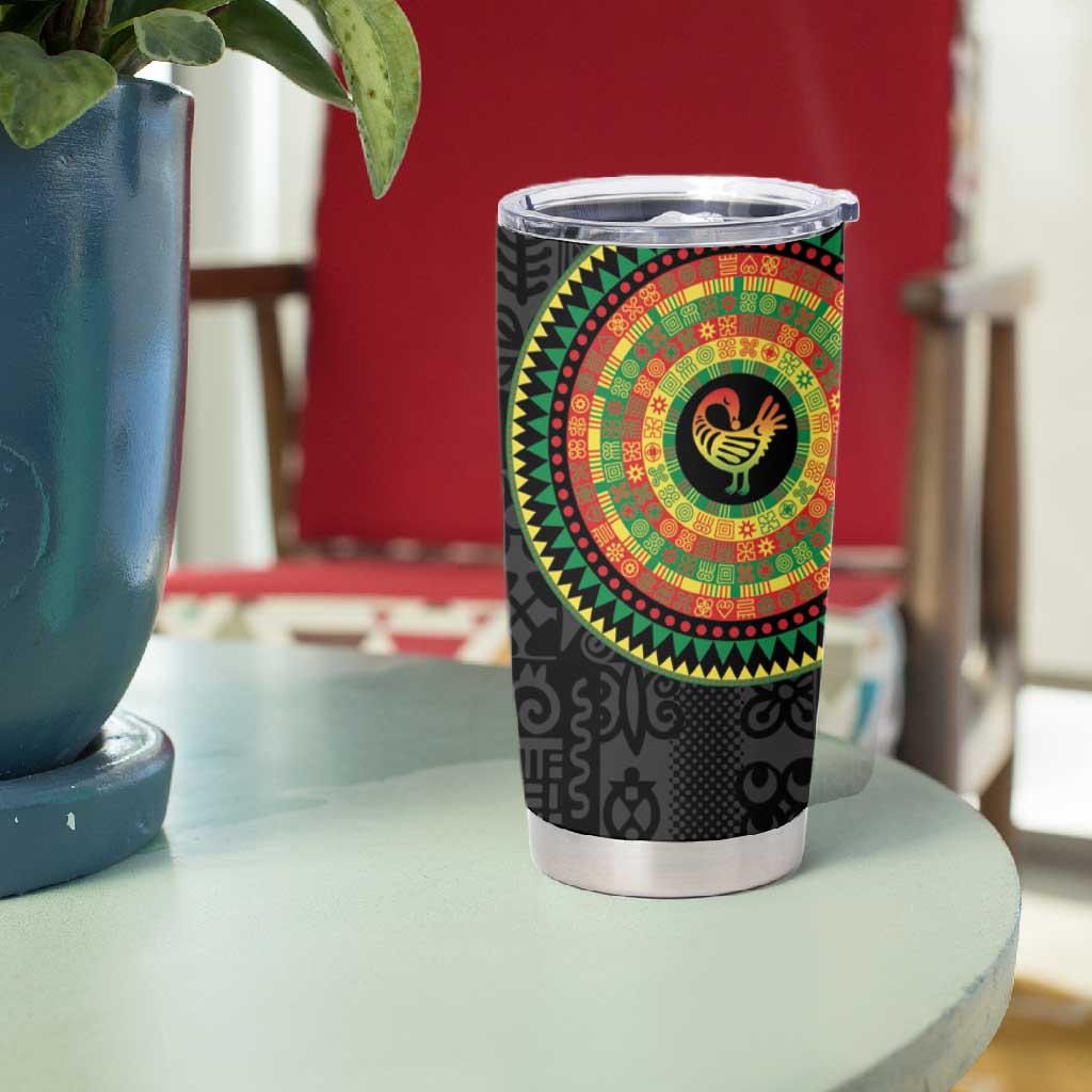African Sankofa Bird Tumbler Cup Adinkra Symbols - Chest Arm Tattoo LT15