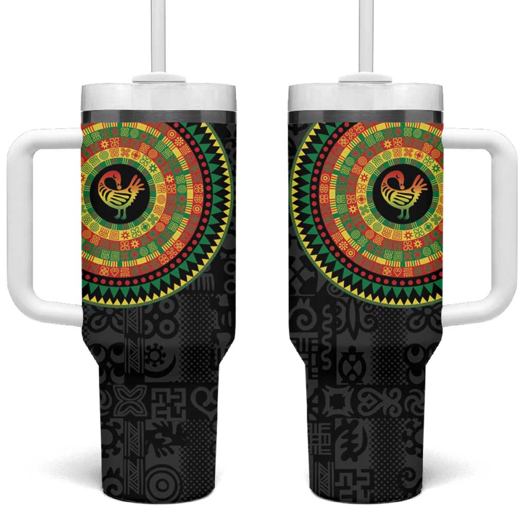 African Sankofa Bird Tumbler With Handle Adinkra Symbols - Chest Arm Tattoo LT15