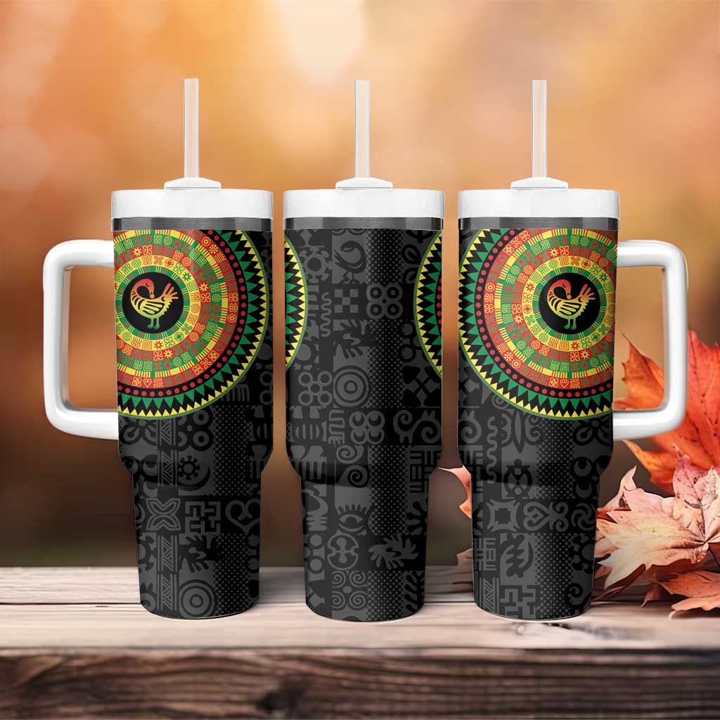 African Sankofa Bird Tumbler With Handle Adinkra Symbols - Chest Arm Tattoo LT15