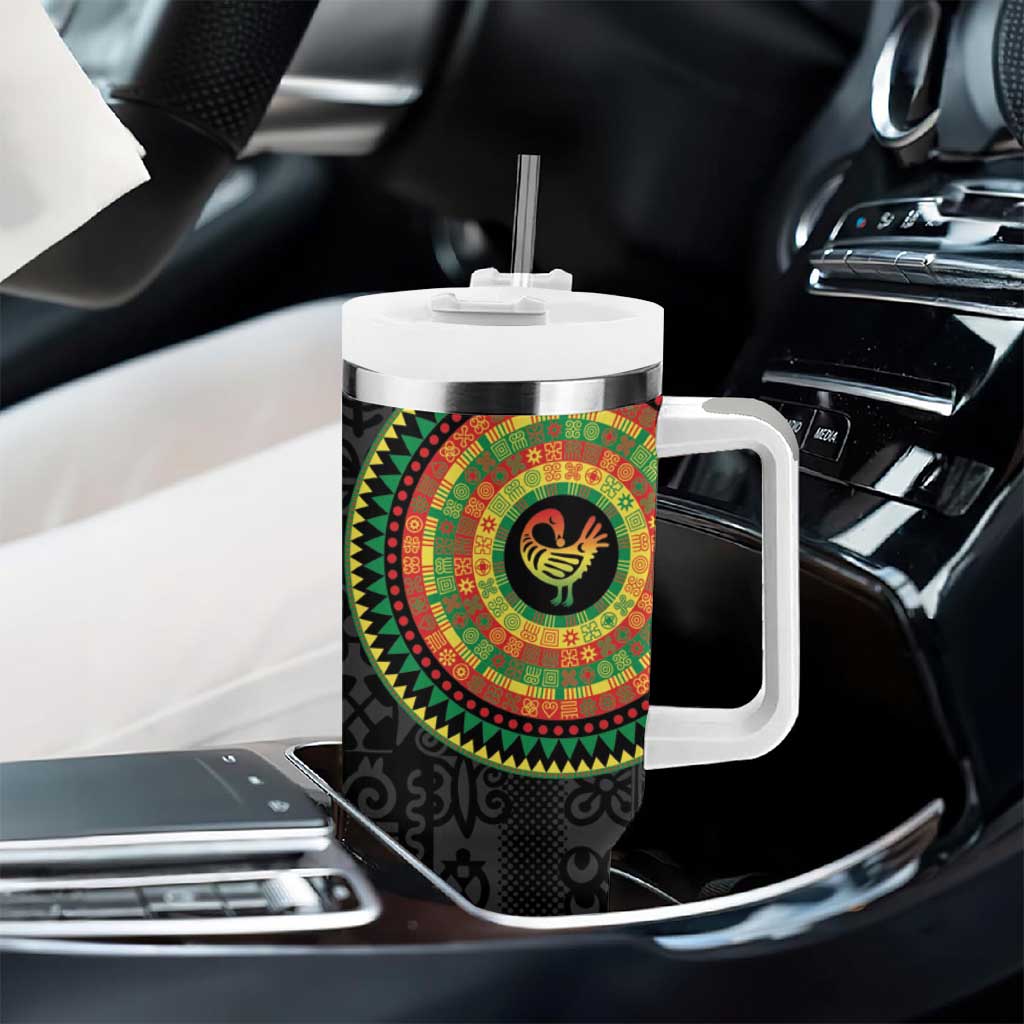 African Sankofa Bird Tumbler With Handle Adinkra Symbols - Chest Arm Tattoo LT15