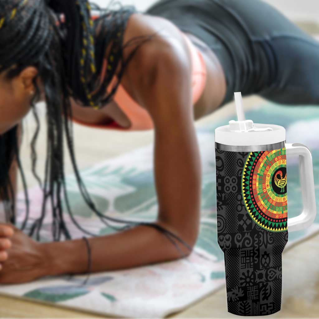 African Sankofa Bird Tumbler With Handle Adinkra Symbols - Chest Arm Tattoo LT15