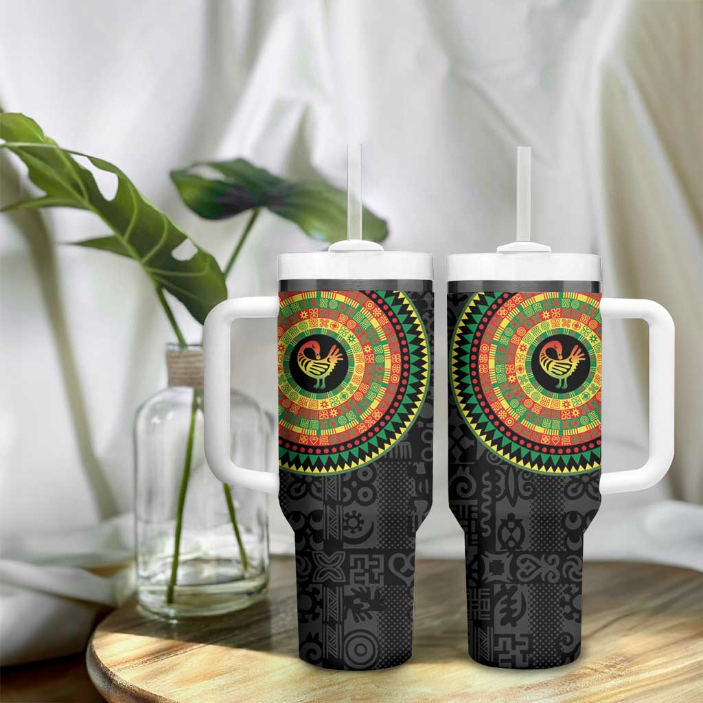 African Sankofa Bird Tumbler With Handle Adinkra Symbols - Chest Arm Tattoo LT15