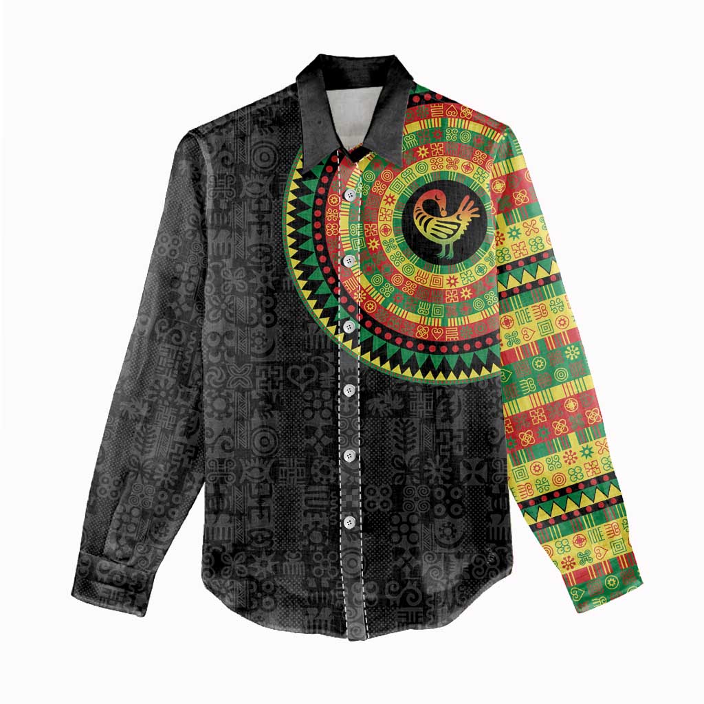 African Sankofa Bird Women Casual Shirt Adinkra Symbols - Chest Arm Tattoo LT15