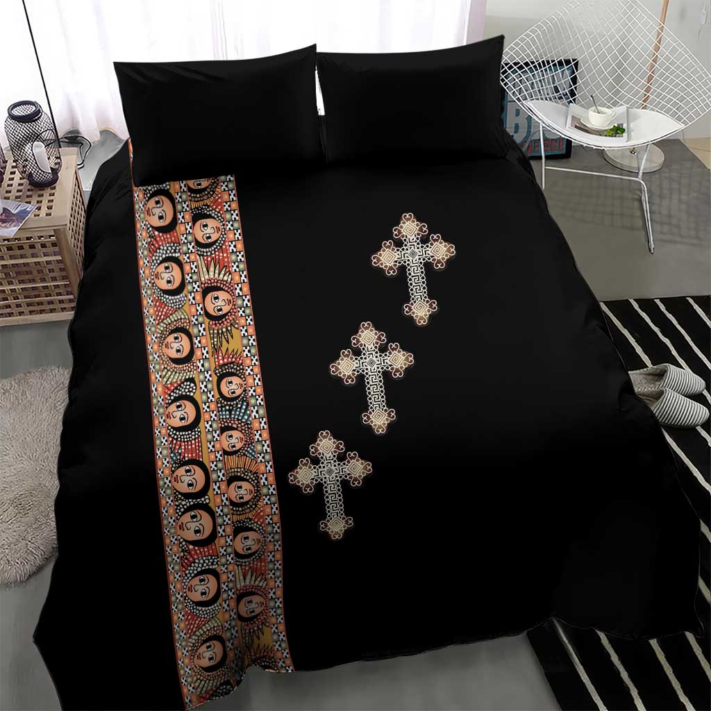 Ethiopia Angels Tilet With Cross Bedding Set Black Color LT15