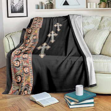 Ethiopia Angels Tilet With Cross Blanket Black Color LT15