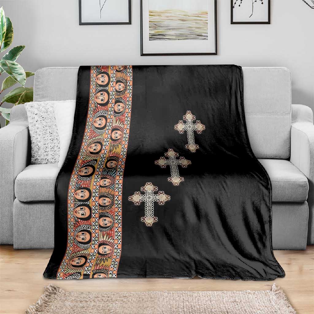 Ethiopia Angels Tilet With Cross Blanket Black Color LT15
