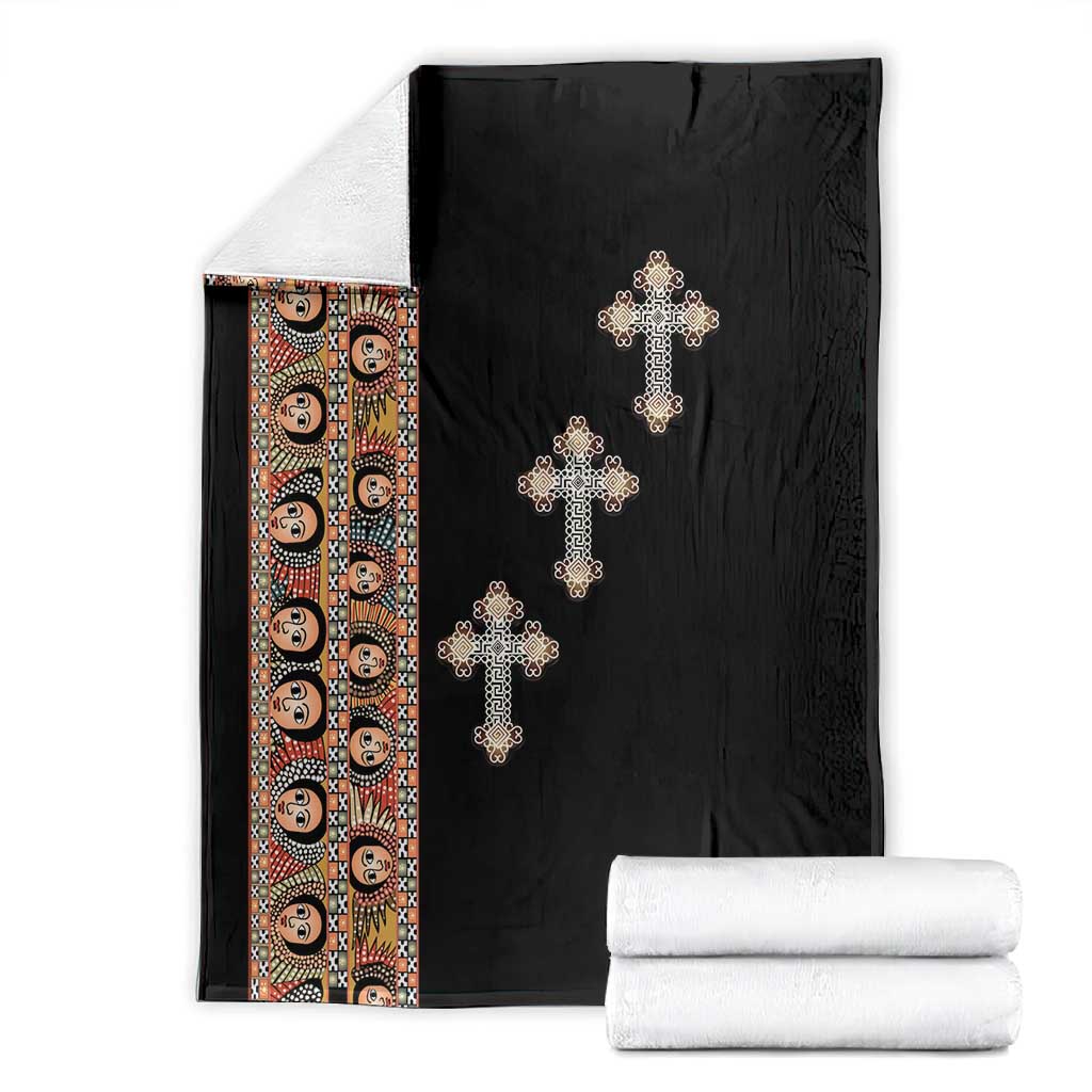 Ethiopia Angels Tilet With Cross Blanket Black Color LT15