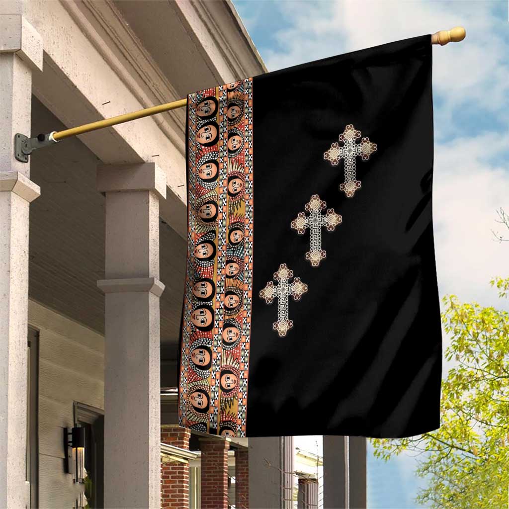 Ethiopia Angels Tilet With Cross Garden Flag Black Color LT15