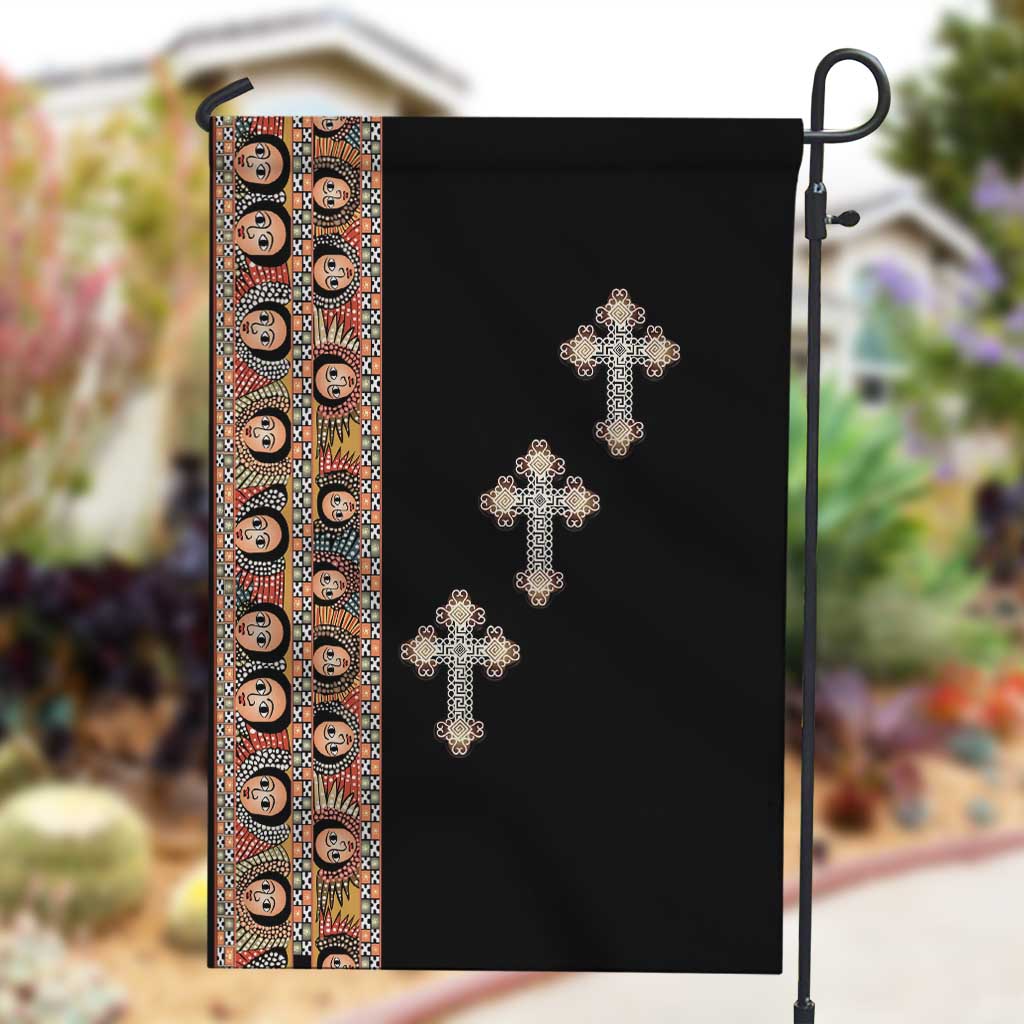 Ethiopia Angels Tilet With Cross Garden Flag Black Color LT15