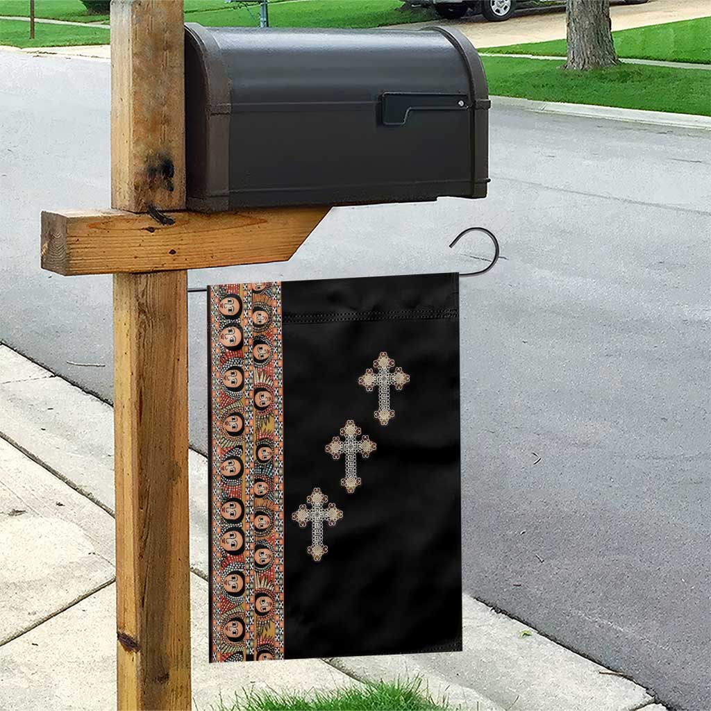 Ethiopia Angels Tilet With Cross Garden Flag Black Color LT15