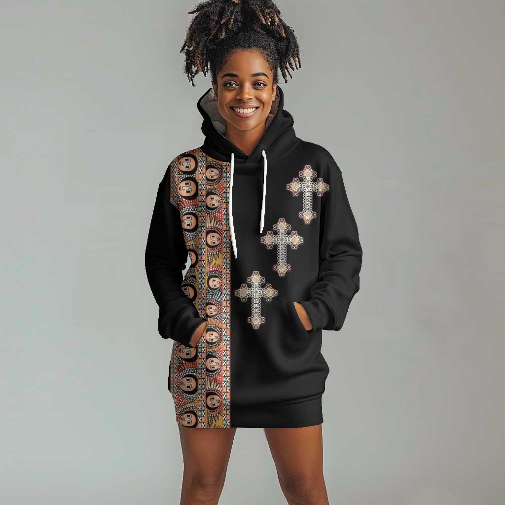 Ethiopia Angels Tilet With Cross Hoodie Dress Black Color LT15